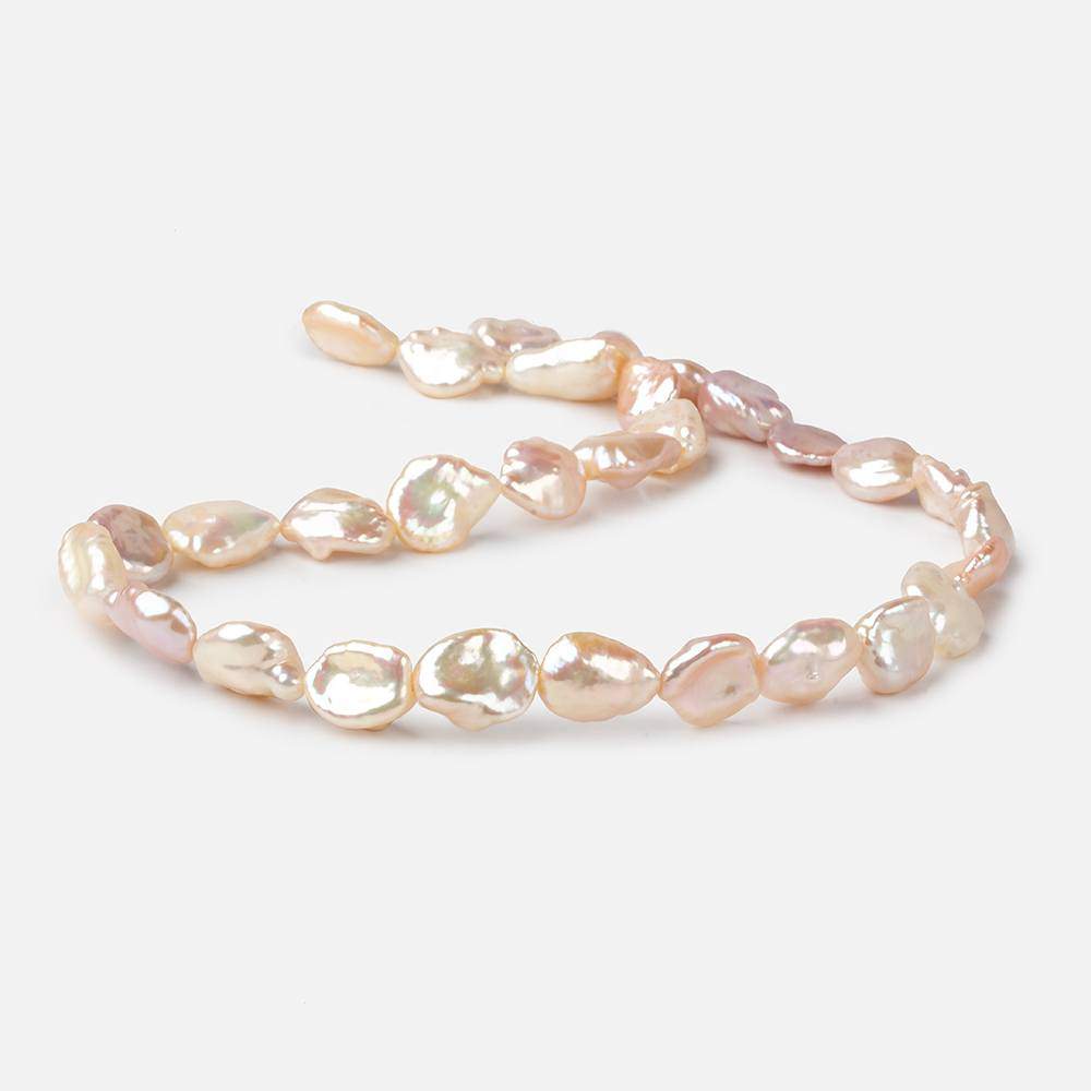 11x10-16x12mm Rich Cream Rose' Keshi Straight Drilled Freshwater Pearls 16 inch 30 pcs AA