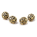 11x10mm Antiqued 22kt Plated Copper Bali Oval Set of 4 Beads