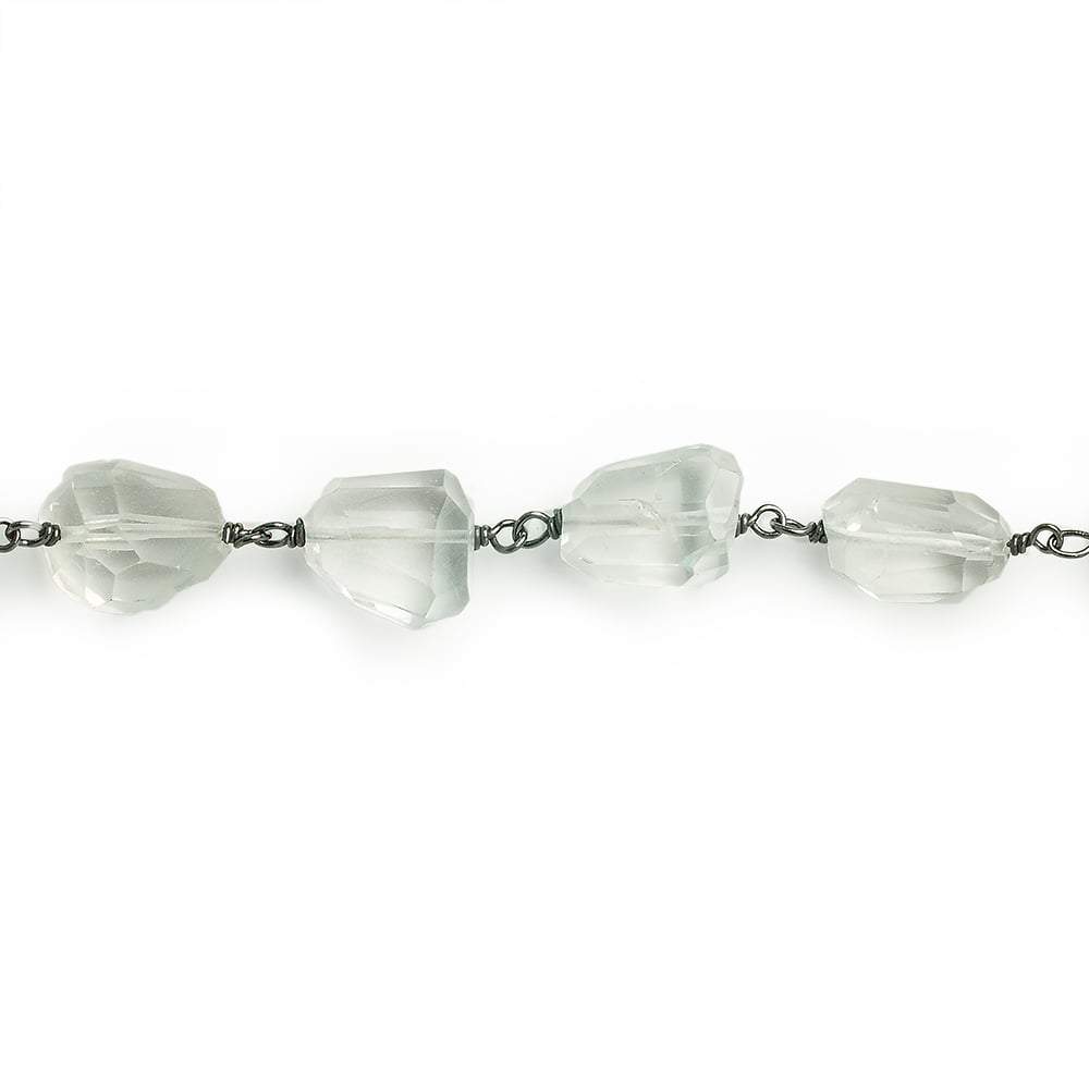 11x11-14x12mm Crystal Quartz faceted nugget Black Gold .925 Chain by the foot 16 pieces