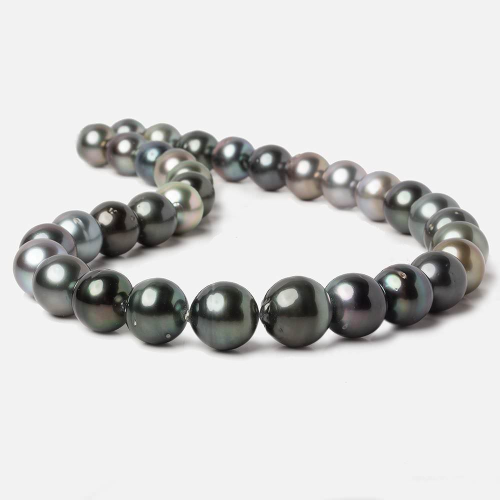 11x11-14x15mm Multi Color Tahitian Round Saltwater Pearls 16 inch 33 pieces A