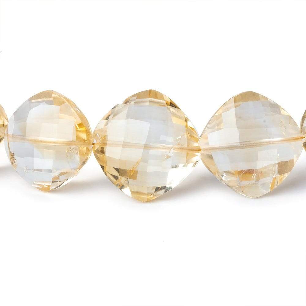 11x11-15x15mm Citrine Faceted Pillow Beads 14.5 inch 28 pieces AA grade