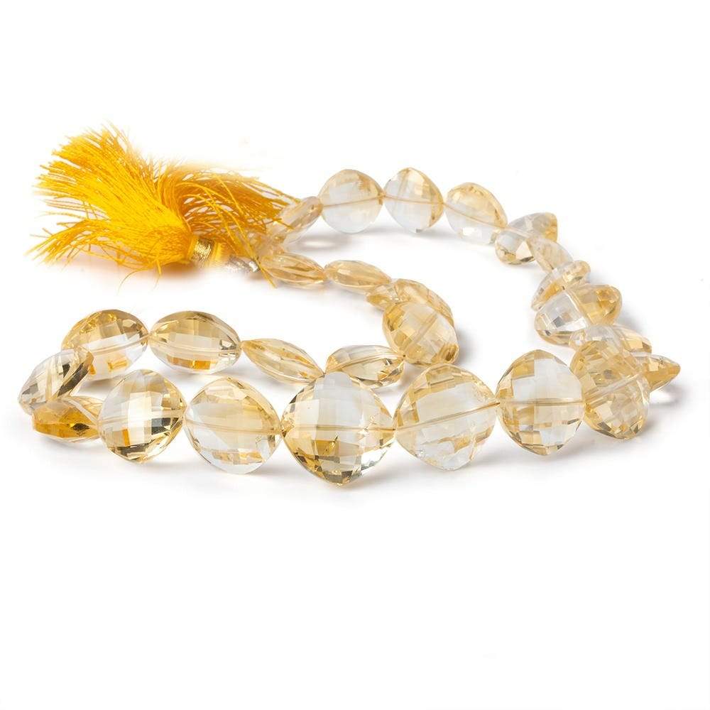 11x11-15x15mm Citrine Faceted Pillow Beads 14.5 inch 28 pieces AA grade