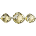 11x11-16x16mm Lemon Quartz double drill faceted pillow 12 inch 19 beads AAA