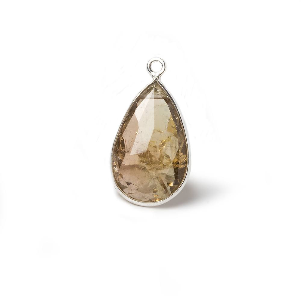11x20mm Silver Bezel Golden Tourmaline Pear Pendant 1 Piece