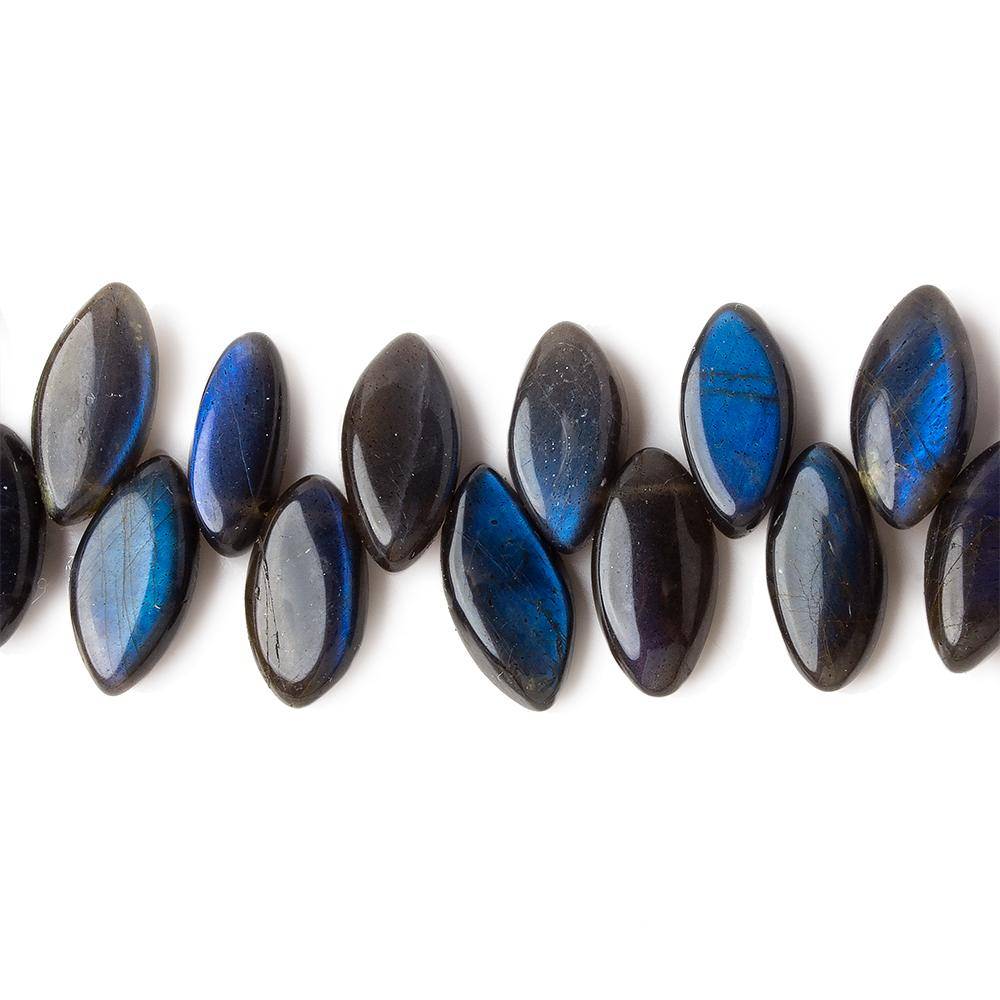 11x7-13x7mm Black Labradorite Top Drilled Plain Marquises 8 inch 39 beads A
