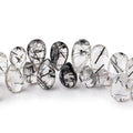 11x7-13x7mm Black Tourmalinated Quartz Faceted Pears 7.5 inch 48 beads