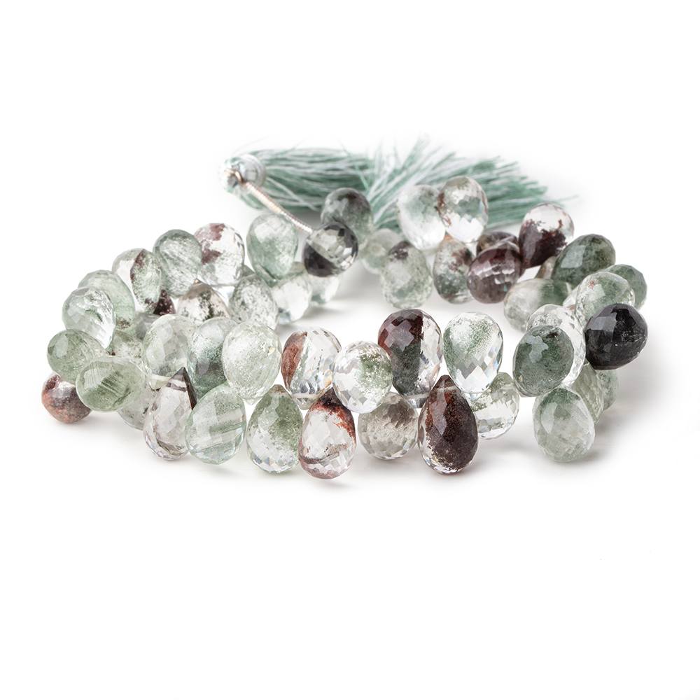 11x7-13x8mm Moss Quartz Faceted Tear Drop Beads 8 inch 54 pieces