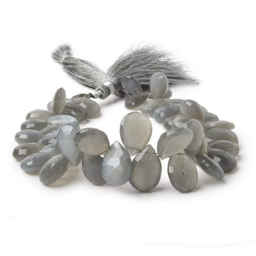 11x7 - 14x10mm Platinum Moonstone faceted pear Beads 8 inch 45 pieces AA