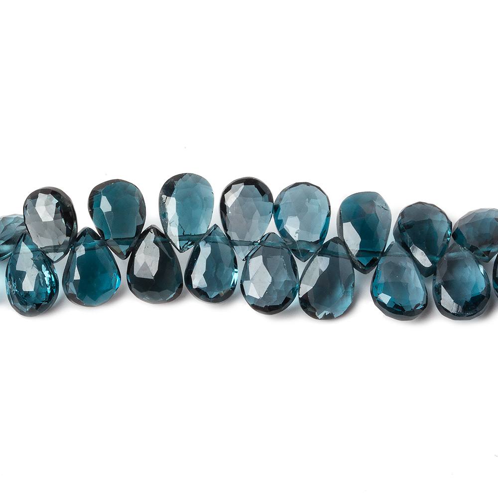 11x7-15x8mm London Blue Topaz faceted pear beads 8 inch 52 pieces AAA