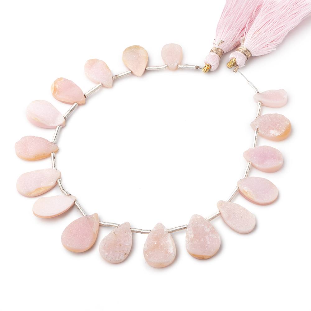 11x7-16x10mm Blush Rose Drusy Pear Beads 8 inches 17 pieces