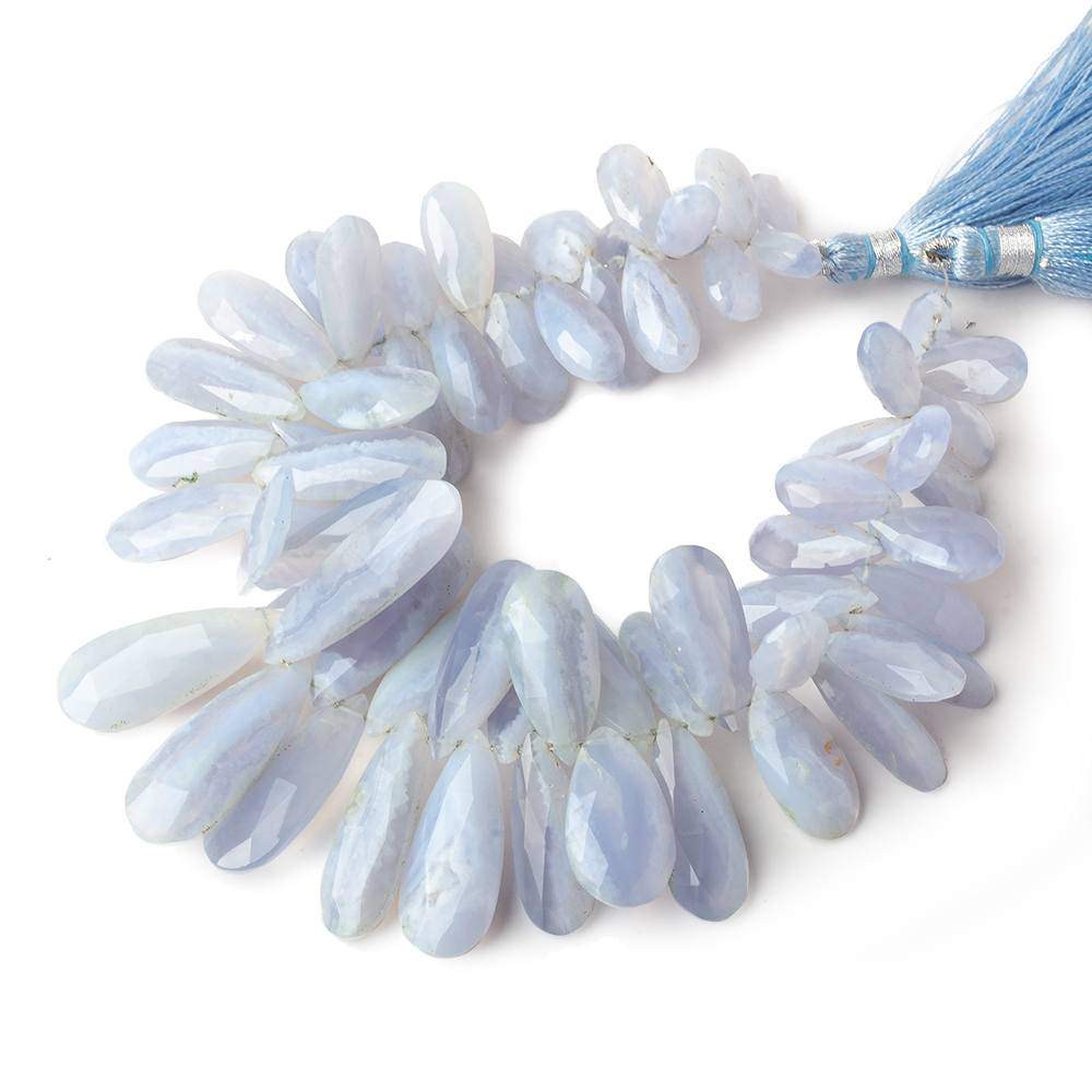 11x7-26x10mm Blue Lace Agate Faceted Pear Beads 8 inch 65 pieces