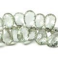 11x7-14x8mm Prasiolite Concave Faceted Pear Beads 8 inch 64 pieces AAA