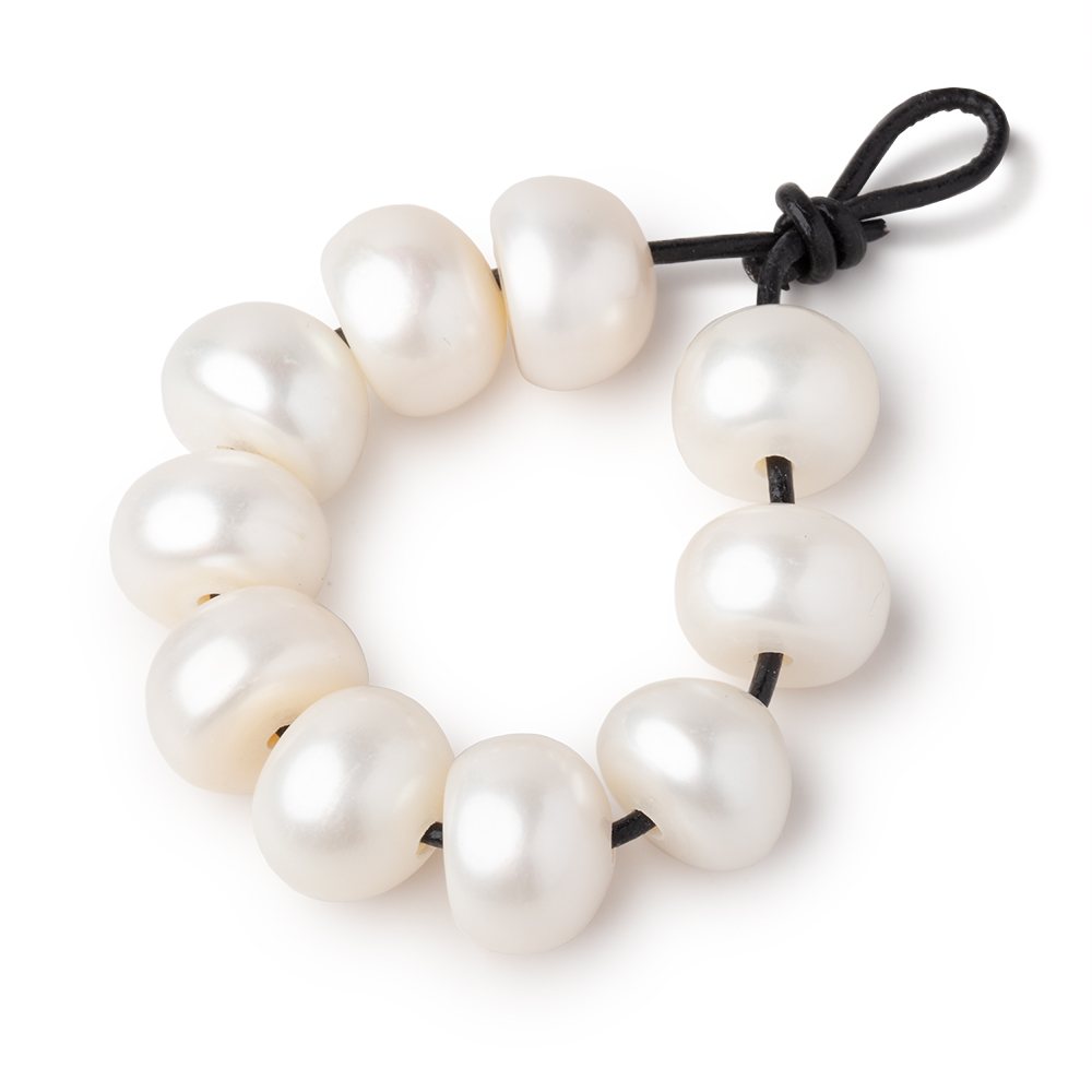 11x8-12x9mm Creamy White Large Hole Button Pearls Set of 10