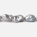 11x8-14x7mm Silver Keshi Straight Drilled Freshwater Pearls 16 inch 28 Beads