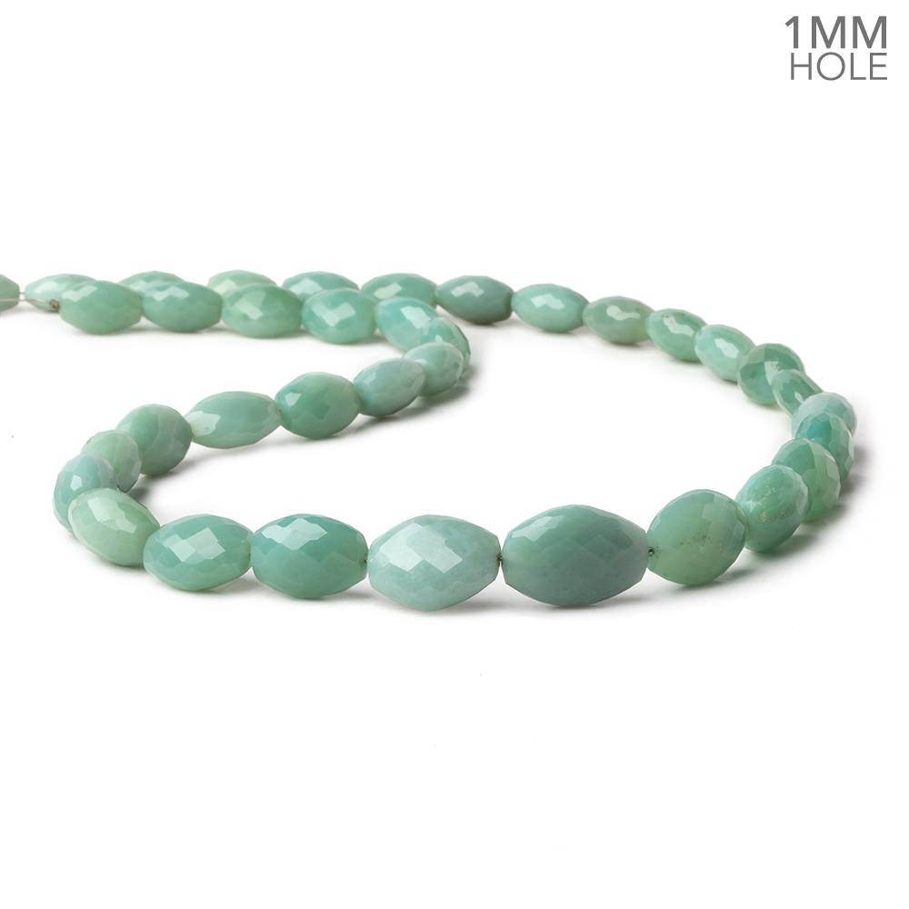 11x8-17x12mm Green Chalcedony faceted nugget 1mm large hole 18 inch 36 beads