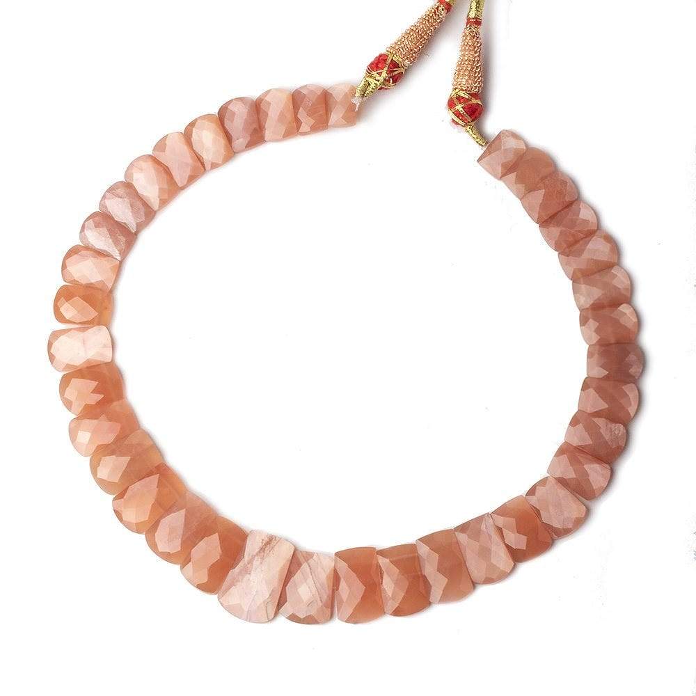 11x8-22x15mm Angel Skin Peach Moonstone double drilled faceted fancy shape collar 38 beads
