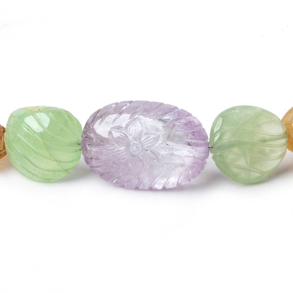 11x8-30x20mm Multi Gemstone Hand Carved Nugget beads 16 inch 23 pieces AA