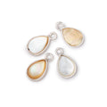 11x8mm .925 Silver Bezel Mother of Pearl Pear Focal Pendants Set of 4 pieces