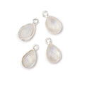 11x8mm .925 Silver Bezel Rainbow Moonstone Faceted Pear Focal Pendants Set of 4 pieces