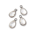 11x8mm Black Gold Bezel Crystal Quartz Faceted Pear Focal Pendants Set of 4 pieces