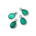 11x8mm Black Gold Bezel Green Onyx Faceted Pear Focal Pendants Set of 4 pieces