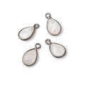11x8mm Black Gold Bezel Rainbow Moonstone Faceted Pear Focal Pendants Set of 4 pieces