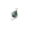 11x8mm Silver Leaf Emerald Faceted Bi-Cone Connector 1 focal piece