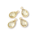 11x8mm Vermeil Bezel Lemon Quartz Faceted Pear Focal Pendants Set of 4 pieces