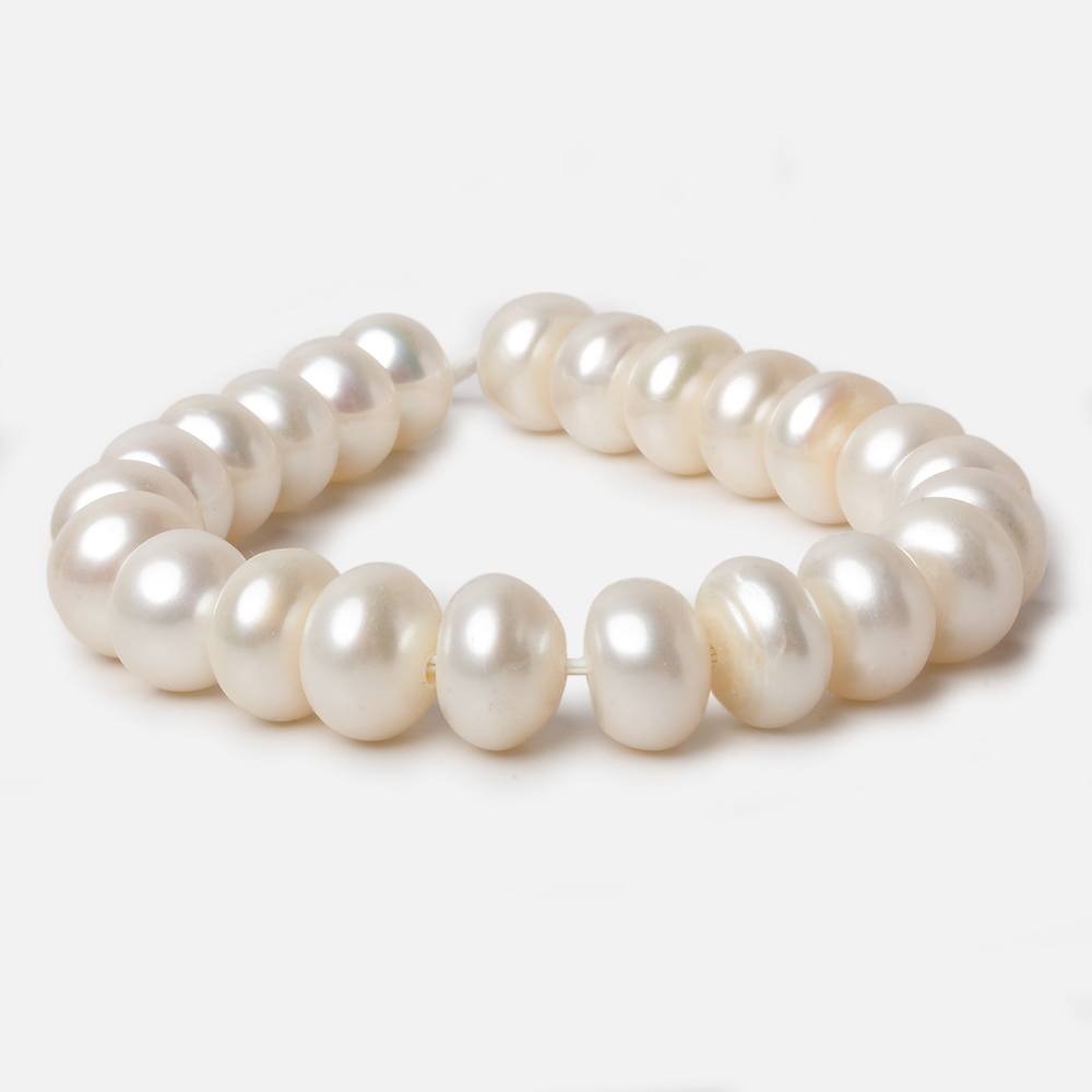 11x9-12.5x9mm Off White Button Large Hole pearls 8 inch 23 pieces AA