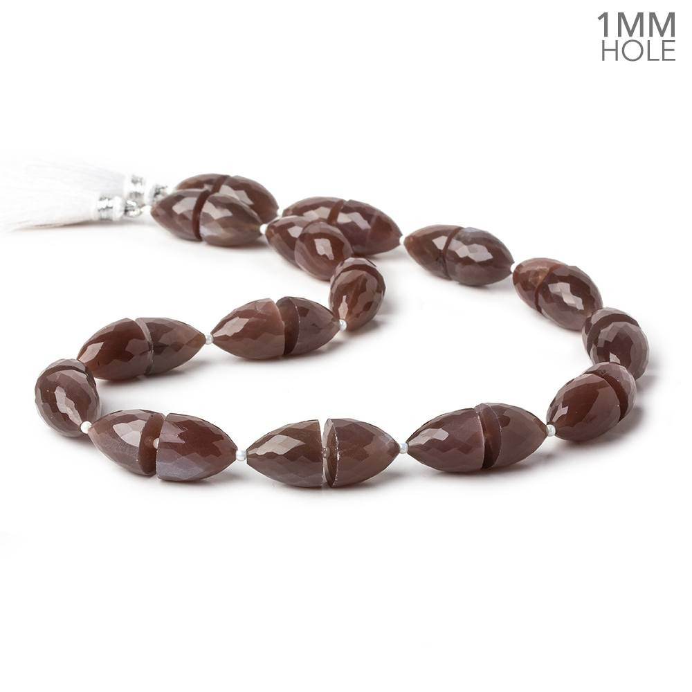 11x9-12x11mm Chocolate Moonstone straight drilled large hole Faceted Cones 30 beads AA