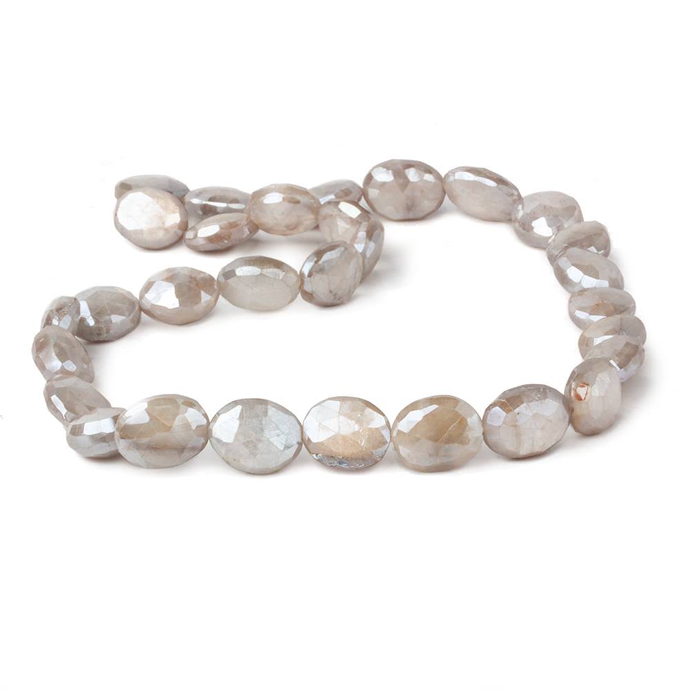 11x9-13x9mm Mystic Light Platinum Grey Moonstone faceted ovals 14 inch 28 beads