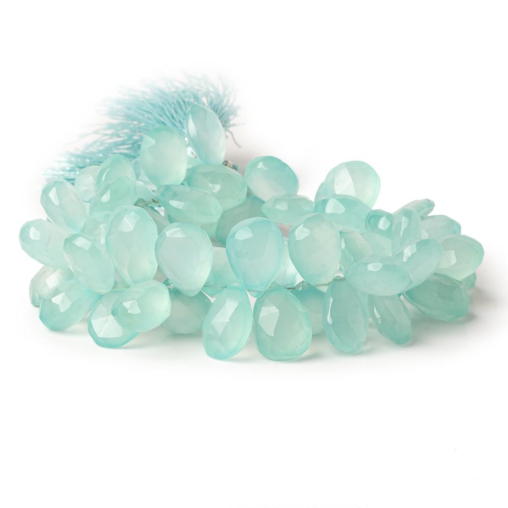 11x10-14x11mm Seafoam Blue Chalcedony faceted pears 8 inch 61 beads AAA