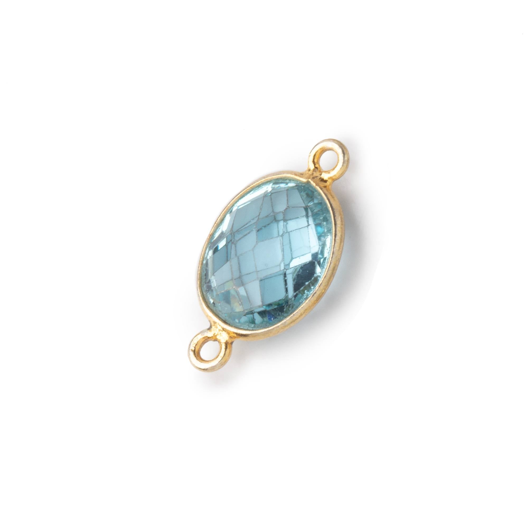 11x9mm Vermeil Bezel Swiss Blue Topaz faceted oval Connector 1 piece
