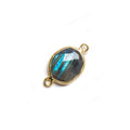 11x9mm Vermeil Bezeled Labradorite faceted nugget Connector 1 piece