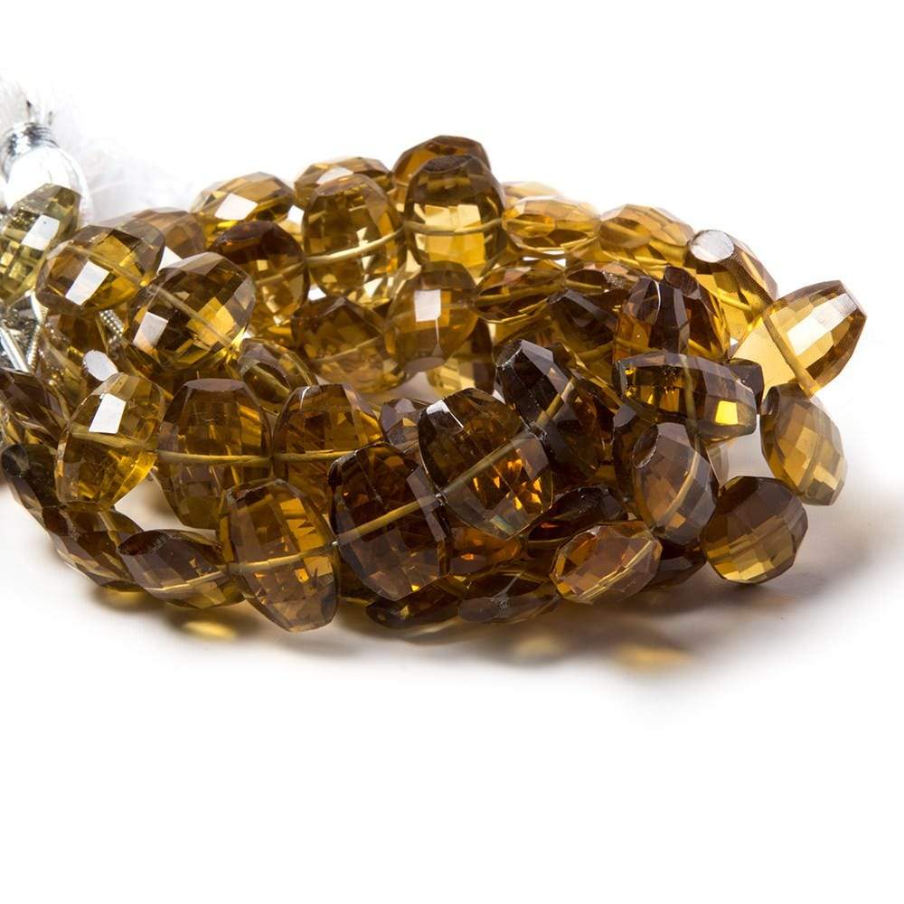 11x9mm Whiskey Quartz side drilled Faceted Cushion Beads 5.5 inch 16 pieces