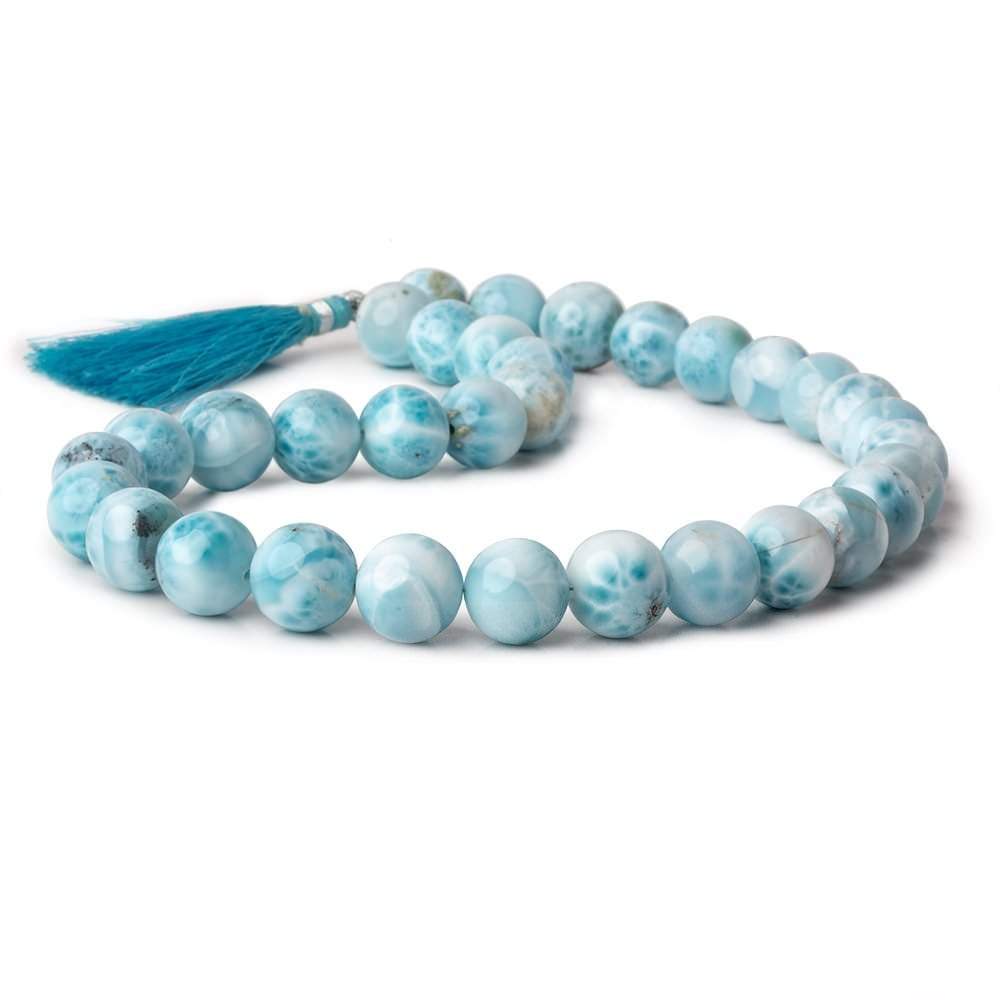 12-12.5mm Larimar Plain Round beads 15 inch 33 pieces AAA
