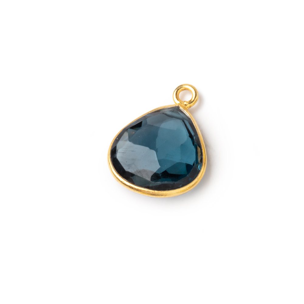 12-12.5mm Vermeil Bezel London Blue Topaz Faceted Heart Pendant 1 piece AAA