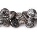 12-13.5mm Black Tourmalinated Quartz Faceted Heart Beads 8 inch 44 pieces AA