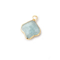 12-13mm Gold Leafed Aquamarine Faceted Trillium Flower Focal Pendant 1 piece