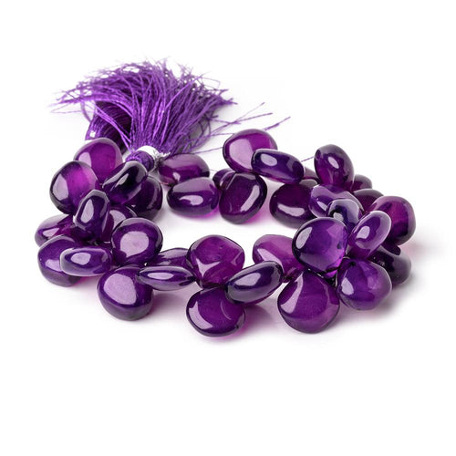 12-13mm Pansy Purple Chalcedony Plain Heart Beads 7 inch 40 pieces