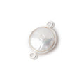 12-13mm Sterling Silver Bezel White Coin Freshwater Pearl Connector 1 piece