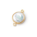 12-13mm Vermeil Bezel White Coin Freshwater Pearl Connector 1 piece