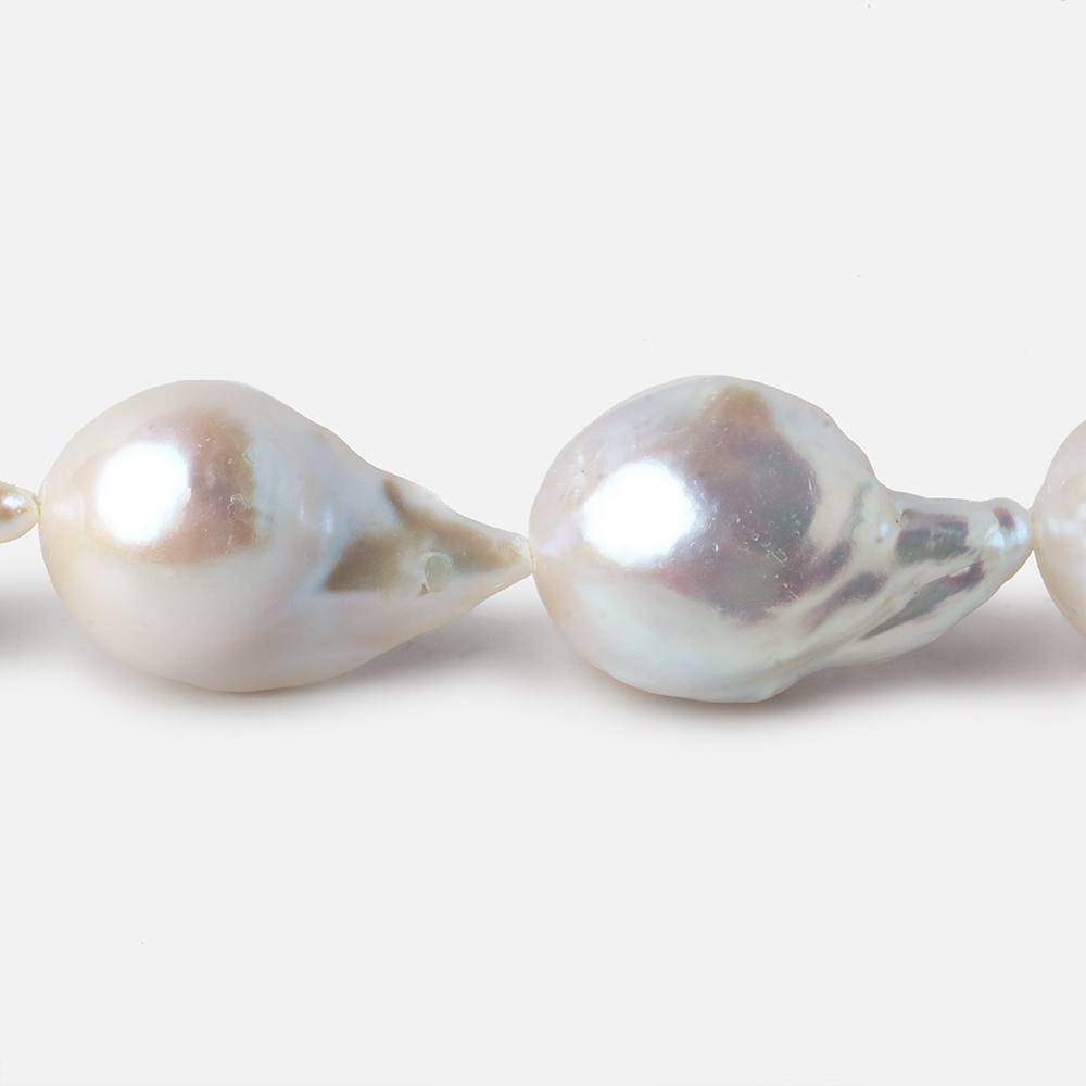 12-13mm White Ultra Baroque Freshwater Pearls 16.5 inch 19 pieces AA 0.8mm drill hole