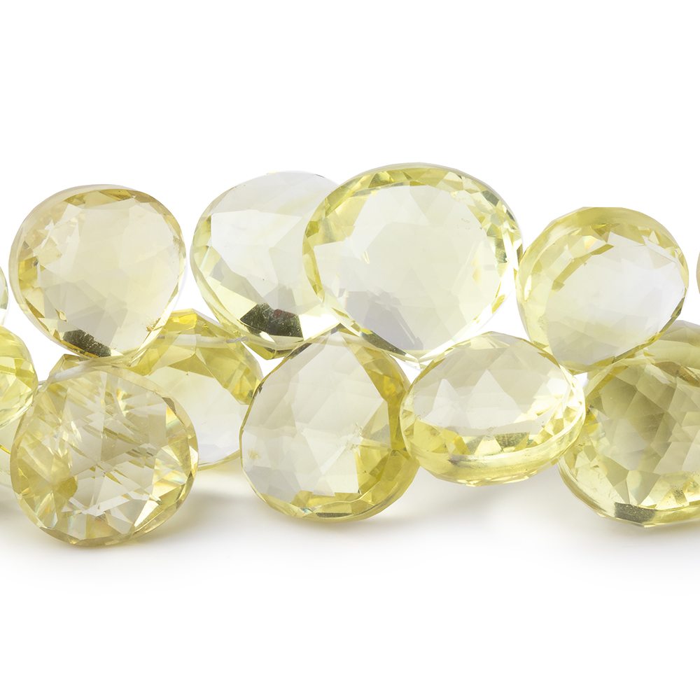 12-16.5mm Lemon Quartz Faceted Heart Beads 8 inch 38 pieces AAA