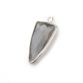 21x11mm Silver Bezel Platinum Grey Moonstone faceted point 1 focal bead
