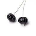 12.5mm Black Chalcedony Carved Melon Focals Set of 2 Beads