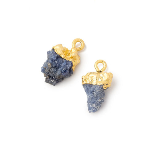12.5x9mm Gold Leafed Blue Jammu Sapphire Natural Crystal 1 Pendant