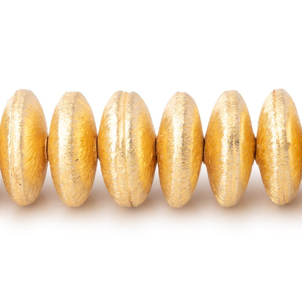 12mm 22KT Gold Plated Copper Disc Brushed Bead 8 inch 39 pieces