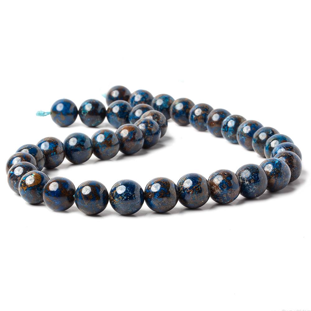 12mm Dark Chrysocolla Plain Rounds 16 inch 34 beads AA