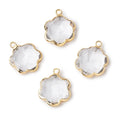 12mm Gold Leafed Crystal Quartz Faceted Flower Pendant 1 piece